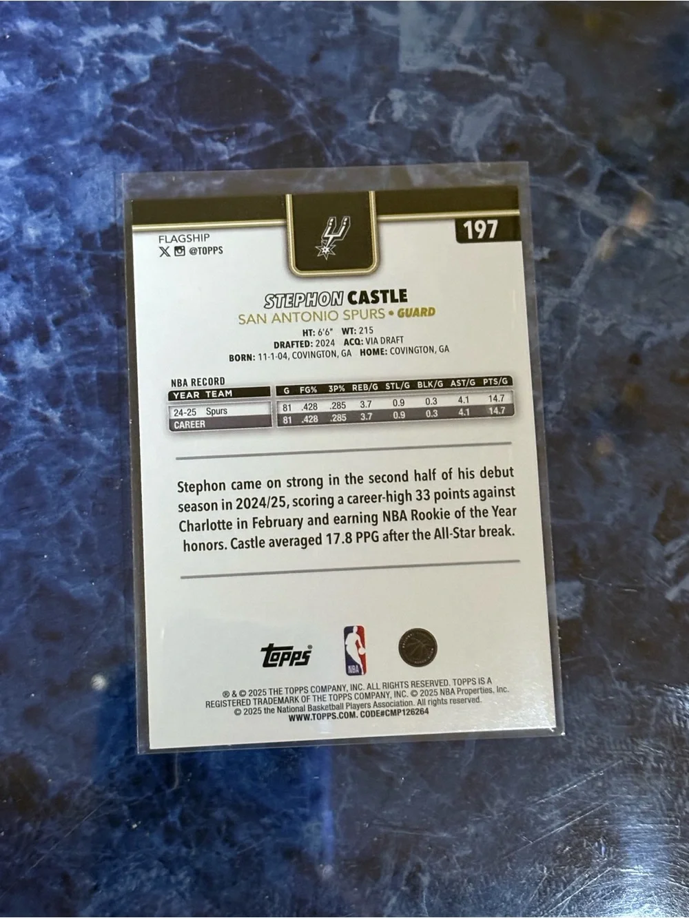 Stephon Castle Blackout Basketball Card  All Rookie Team NBA - Picture 2 of 2
